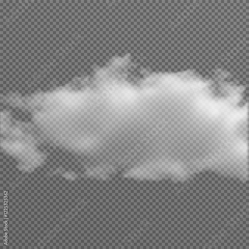 Vector realistic cloud, smoke or fog on isolated transparent background. Cloud png. Smoke png