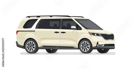 Vector illustration of a modern minivan in a side view. Ideal for transportation, family travel, car rental, taxi services, and automotive industry concepts.