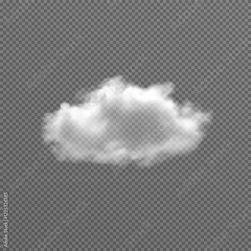 Vector realistic cloud, smoke or fog on isolated transparent background. Cloud png. Smoke png