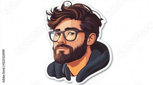 Modern Workspace Sticker Wide Angle Centered Composition Concept