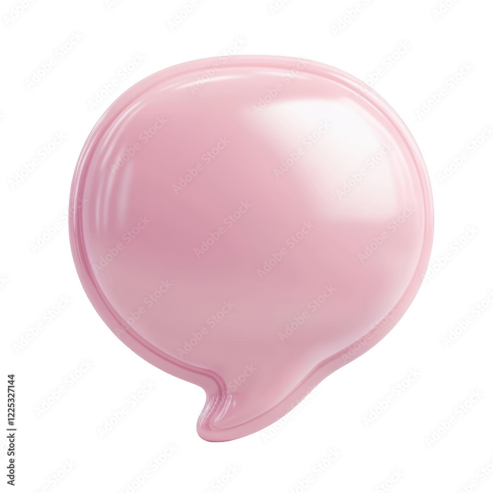 3d icon Glossy pink speech bubble on transparent background, symbolizing communication and conversation