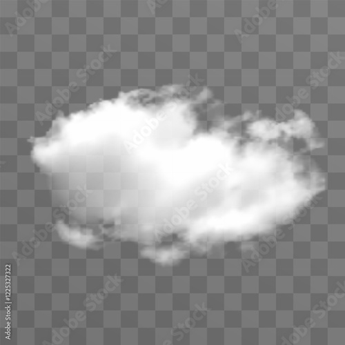 Vector realistic cloud, smoke or fog on isolated transparent background. Cloud png. Smoke png