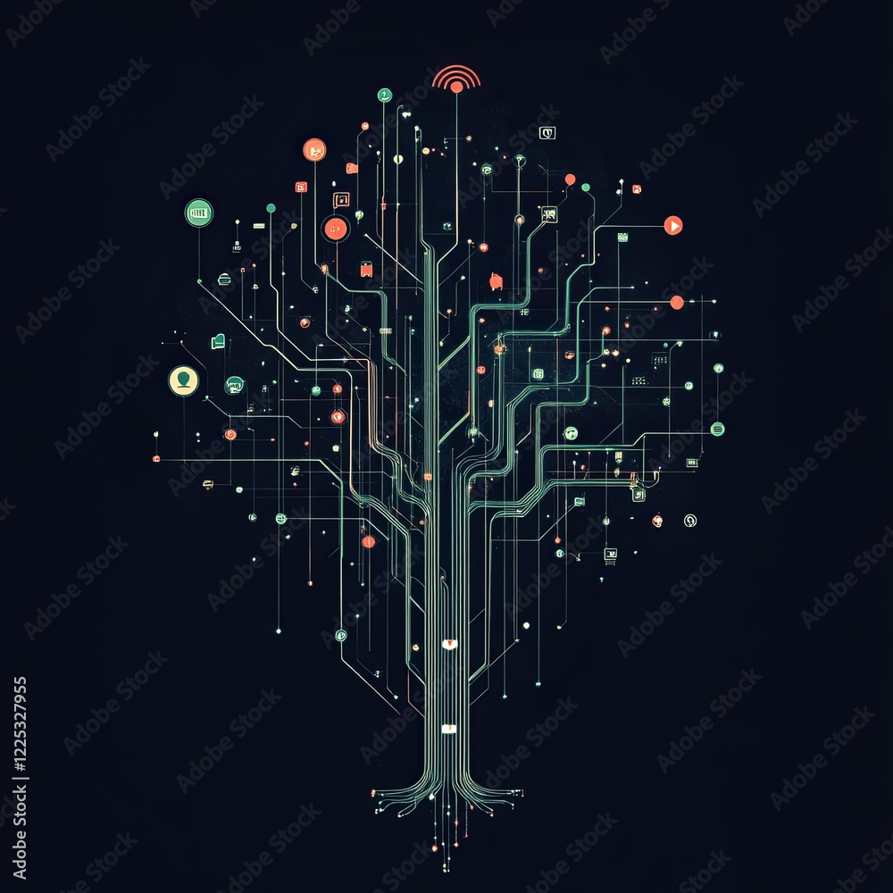 Fototapeta premium Abstract tech tree concept