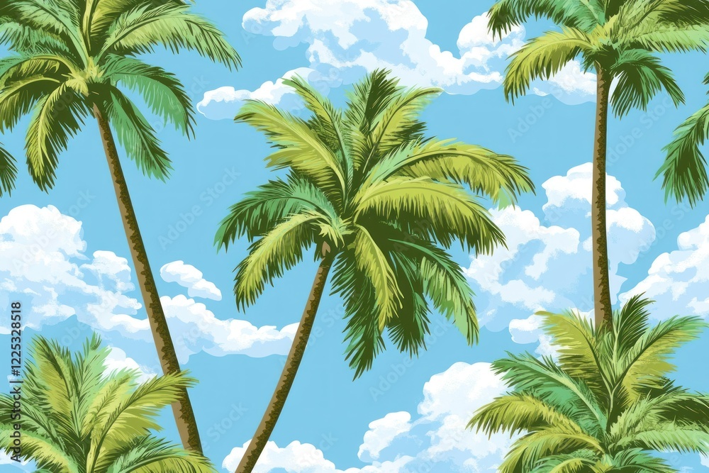 Lush Tropical Palm Tree Pattern for Relaxing Decor