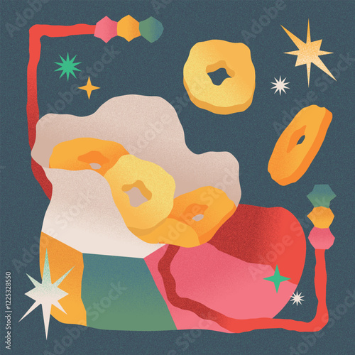 asian lucky bag with coins coming out illustration