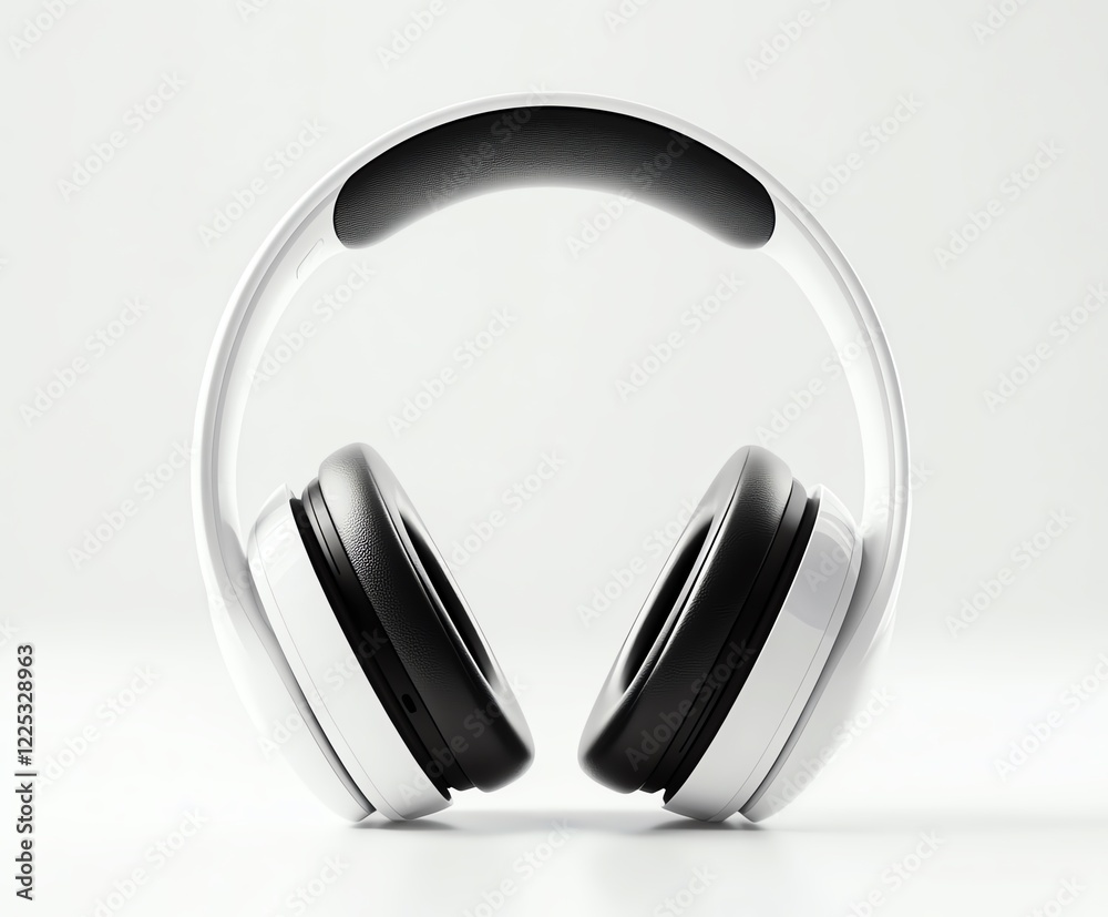 A sleek pair of modern headphones with a white and black design, set against a minimalistic background, showcasing a stylish audio accessory. A sleek pair of modern headphones with a white and black design, set against a minimalistic background, showcasing a stylish audio accessory.
