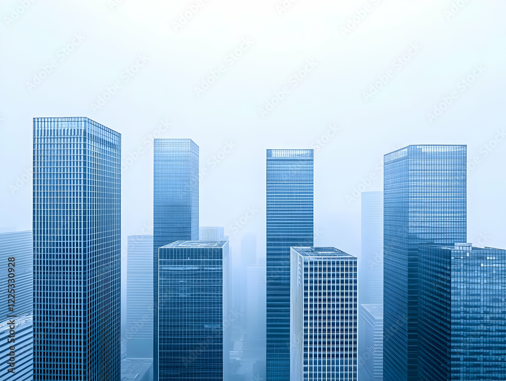Blue Skyscrapers, Cityscape Illustration Blue Skyscrapers, Cityscape Illustration