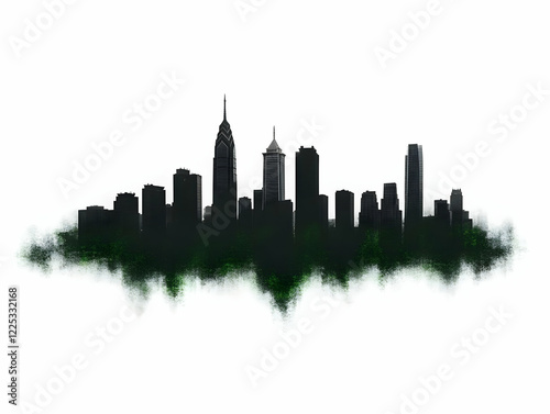 Wallpaper Mural Cityscape Illustration Dark Green Abstract Background Torontodigital.ca