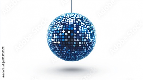 Vibrant Blue Disco Ball Hanging Sphere for Party Decor, Centered Wide Angle View