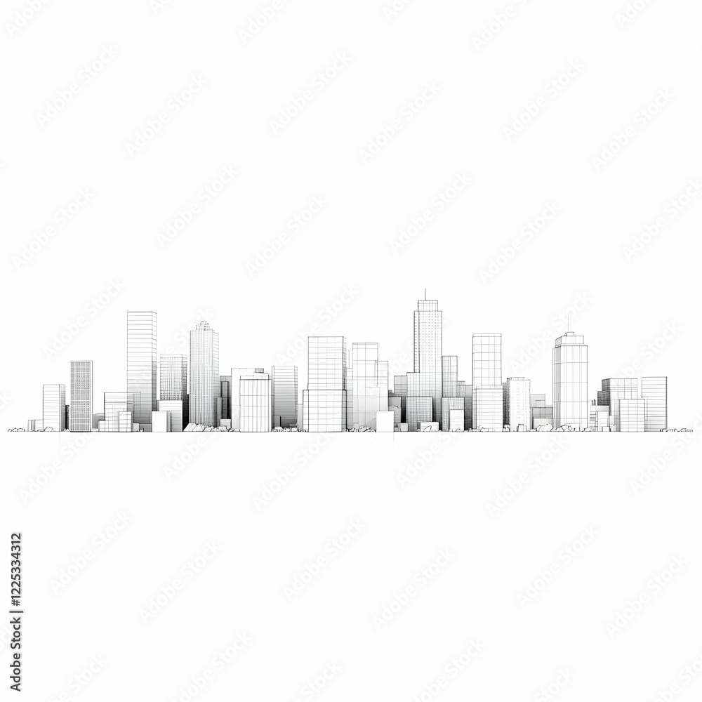 Obraz premium Wireframe Cityscape 3D Illustration