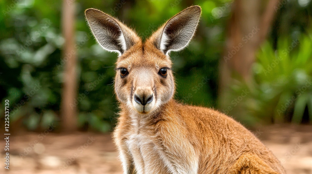 Cute Kangaroo Sitting on Ground in Natural Outdoor Habitat Cute Kangaroo Sitting on Ground in Natural Outdoor Habitat