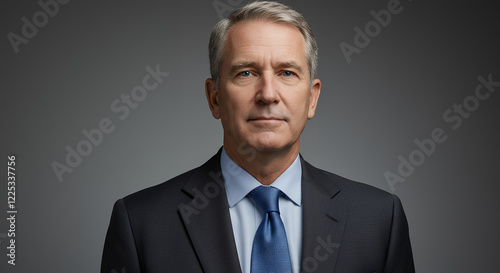 Professional Headshot of Confident Mature Businessman in Suit