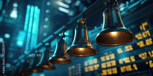 A conceptual image of bells ringing for stock market news.