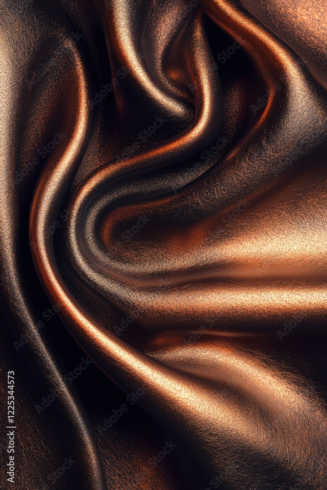 Fototapeta premium Bronze metallic fabric with smooth texture and elegant folds creating a luxurious look