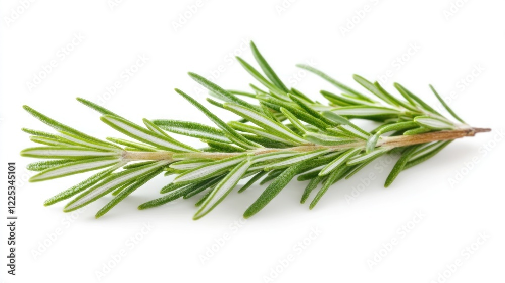 Fototapeta premium Fresh rosemary sprig, cooking herb, white background, food ingredient