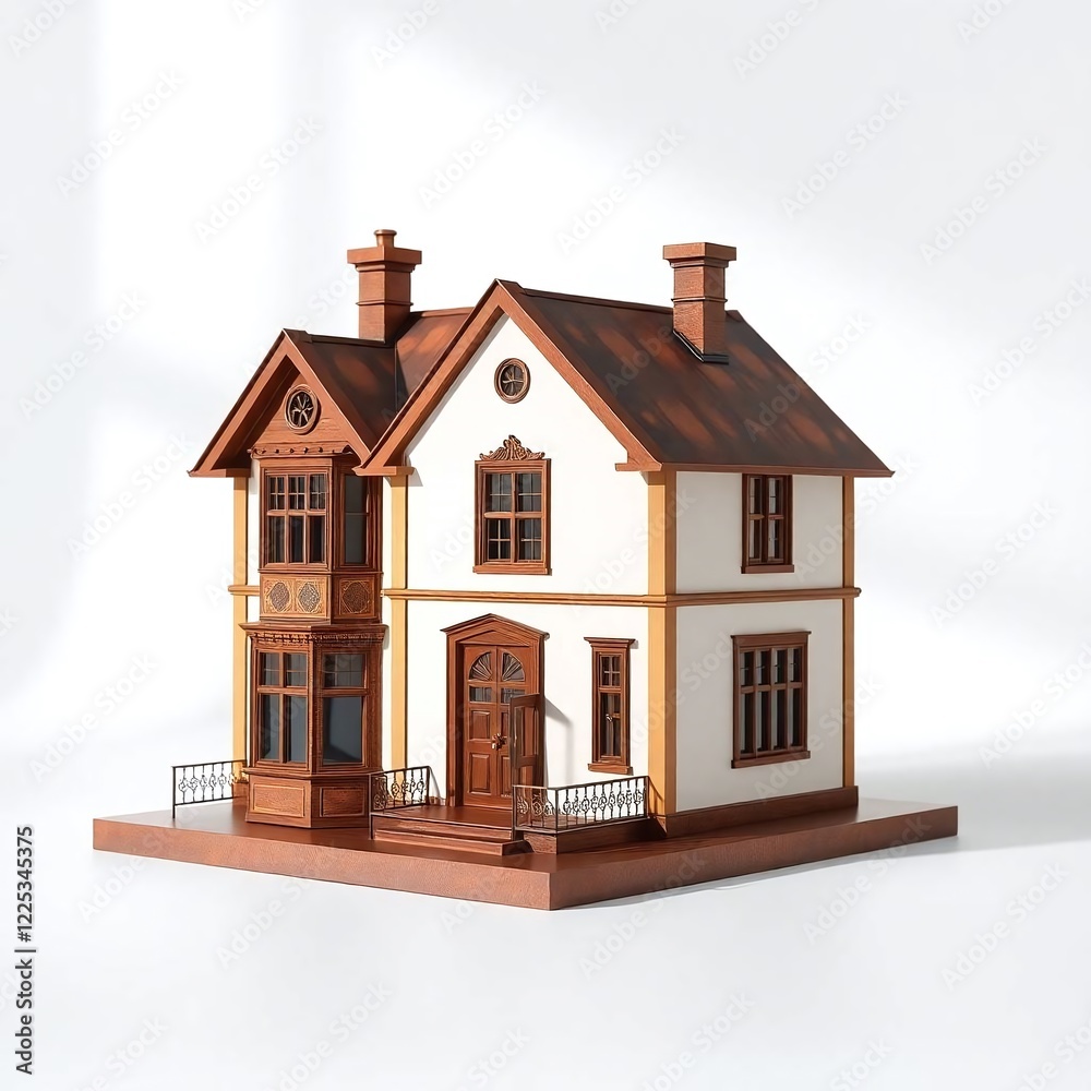 A 3D house design on white studio background, A 3D house design on white studio background,