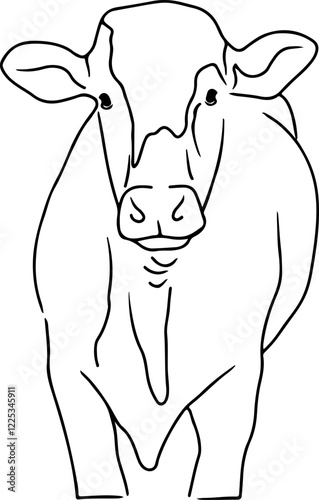 Vector linear cow icon that looks straight ahead