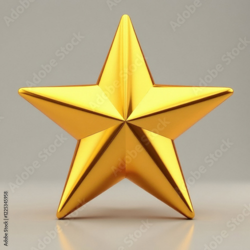 A golden five-pointed star on a plain background. Object