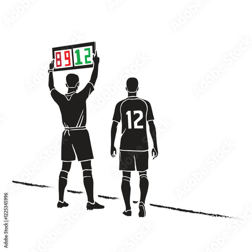 illustration of a soccer linesman holding up a substitute player's board