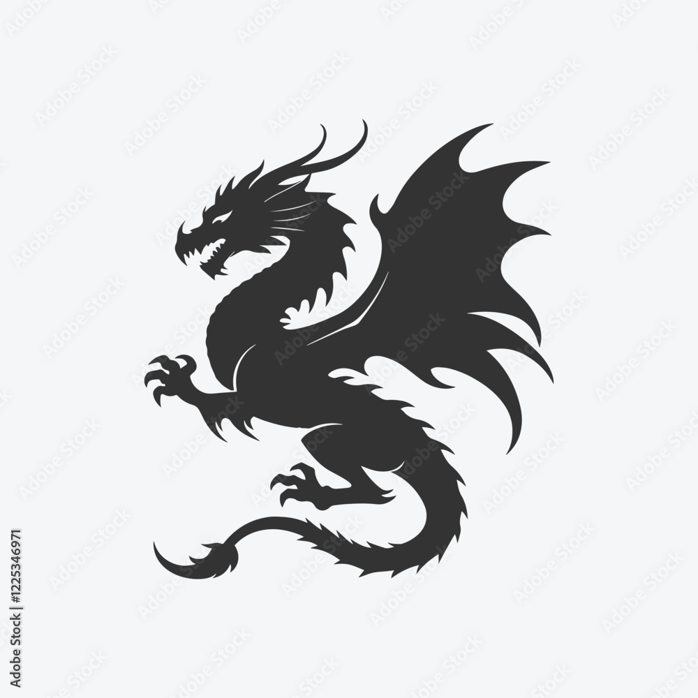 High-Quality Dragon Silhouette Graphics for Creative Projects High-Quality Dragon Silhouette Graphics for Creative Projects
