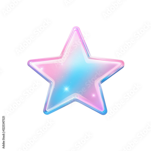 3D star icon with a soft pastel glow, blending blue and pink shades. The warm and inviting design is ideal for themes of positivity, dreams, and imagination. Isolated on transparent background, png