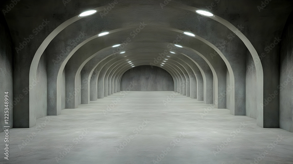 3D Archway Corridor, Concrete Tunnel Illustration 3D Archway Corridor, Concrete Tunnel Illustration