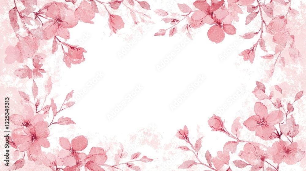 White background with a pink grunge texture for decoration, soft pink pastel tones, pink watercolor, white space in the center of the frame, light background