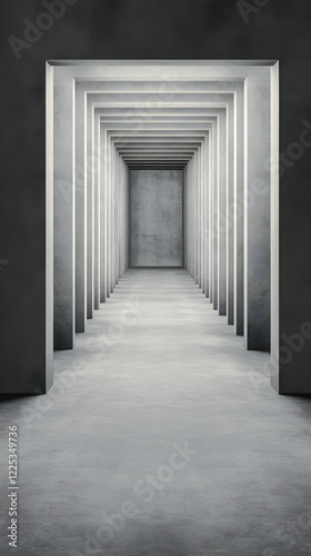 Abstract 3D Concrete Corridor