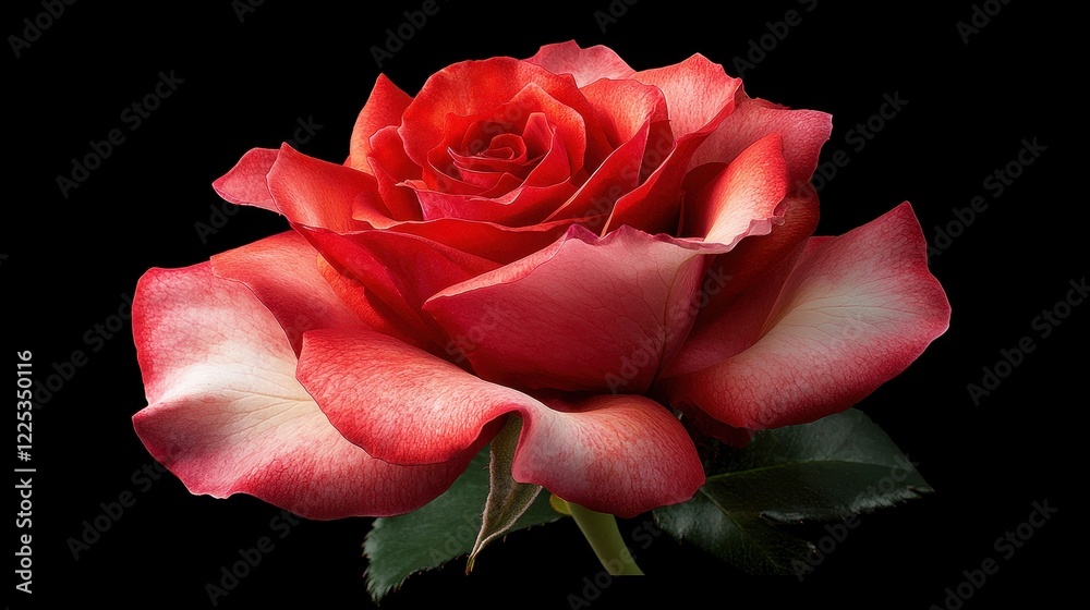 Graceful Composition of a Single Red Rose with Vivid Petals on a Dark Background Graceful Composition of a Single Red Rose with Vivid Petals on a Dark Background