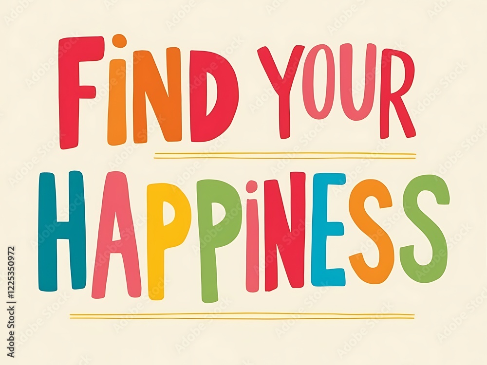 Find Your Happiness Colorful Motivational Phrase Find Your Happiness Colorful Motivational Phrase