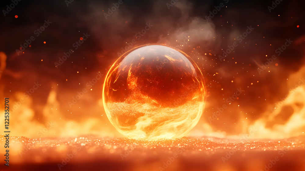A mesmerizing fiery orb surrounded by flames, symbolizing the power of nature and its dynamic energy. A mesmerizing fiery orb surrounded by flames, symbolizing the power of nature and its dynamic energy.