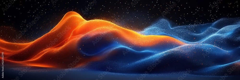 Fototapeta premium Blue and Orange Abstract Energy Flow, Digital Media and Broadcasting, Diffusion Model Illustration
