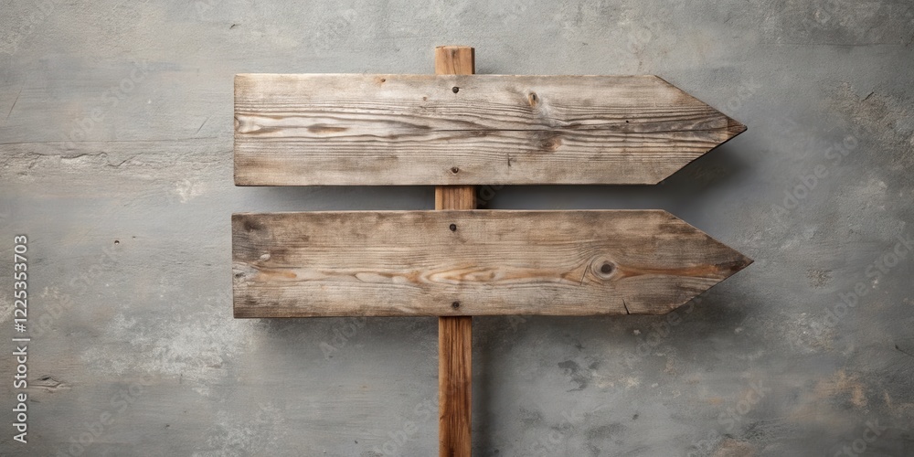 Naklejka premium Rustic wooden directional signage against a textured background, ideal for adding your own message or directions
