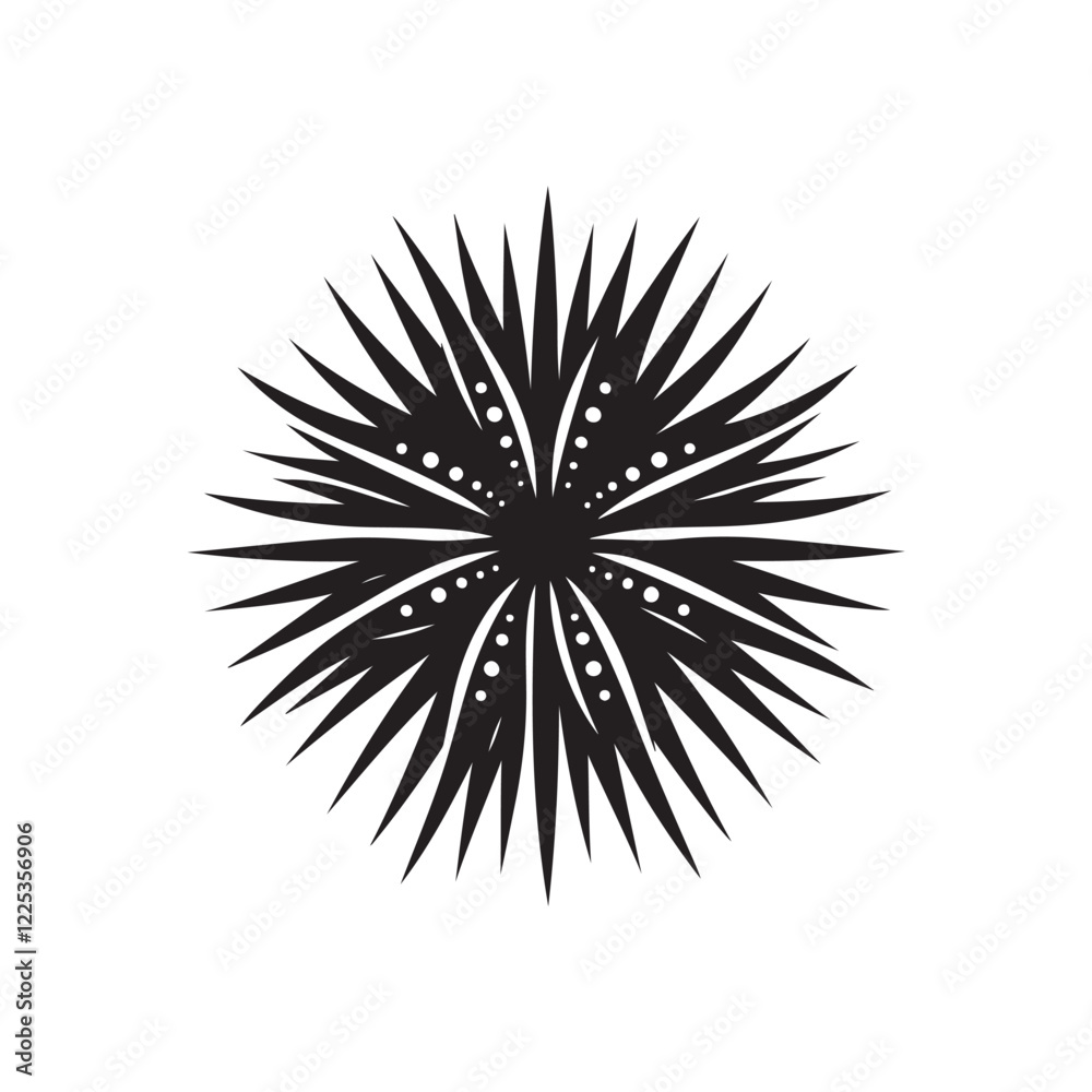 Fototapeta premium Black Color Sea Urchin silhouette design Vector Illustration, Solid White Background (6).eps