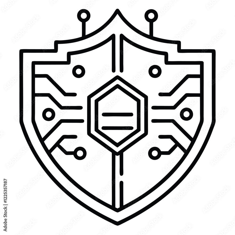 Obraz premium An abstract logo design for a security company, featuring interconnected shapes and bold typography to represent protection, connection, and advanced technology.