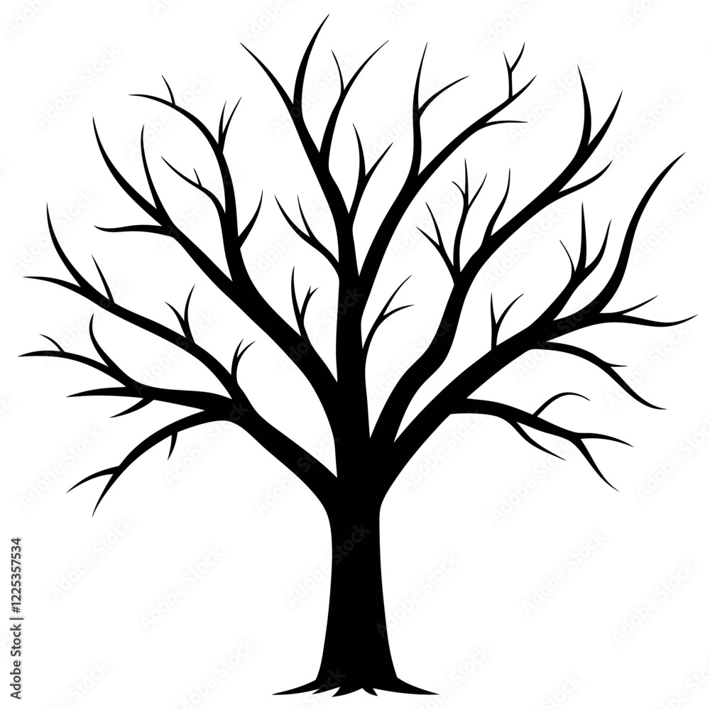 Obraz premium Bare tree branches vector illustration. 