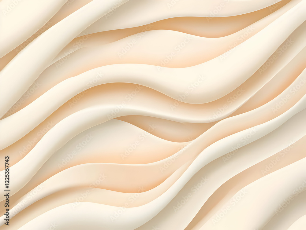 Obraz premium Creamy Beige Abstract 3D Wave Background