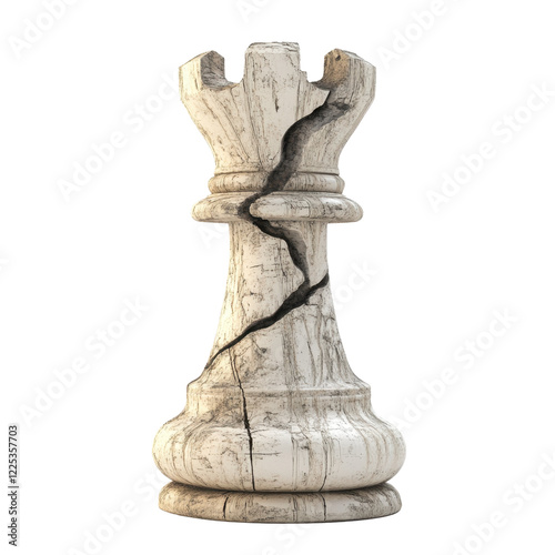 Weathered Chess Rook Piece with a Cracked Surface Detail photo