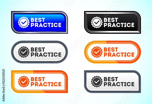 Best practice button set of different shapes and colors. Suitable for mobile app, and website UI design.