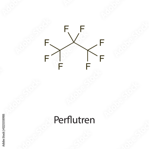 Perflisopent flat skeletal molecular structure Contrast media treatment. Vector illustration scientific diagram.