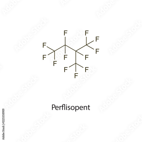 Perflexane flat skeletal molecular structure Contrast media treatment. Vector illustration scientific diagram.