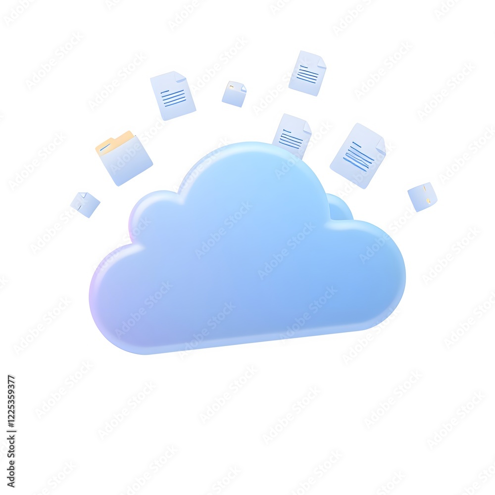 Digital Cloud Storage Concept with Floating Files and Folders Digital Cloud Storage Concept with Floating Files and Folders