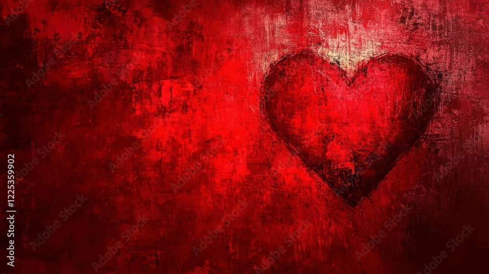 Abstract red grunge background texture with heart shape for Valentine's Day, love concept, romantic wallpaper Abstract red grunge background texture with heart shape for Valentine's Day, love concept, romantic wallpaper