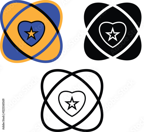 Heart with Star Icon – Elegant Design for Love, Ratings, Favorite Items, and User Engagement Themes in Digital Applications