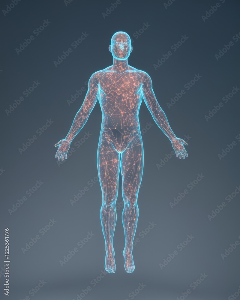 A digital rendering of a human body network