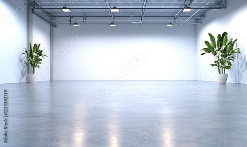 Empty industrial space, plants, event
