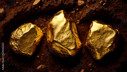 Little gold nuggets hidden in the ground, hidden treasures, hidden values