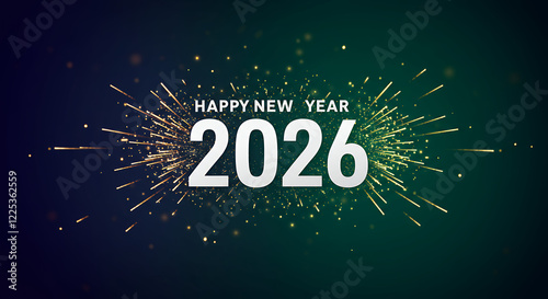 Happy New Year 2026: Sparkling Fireworks Celebration