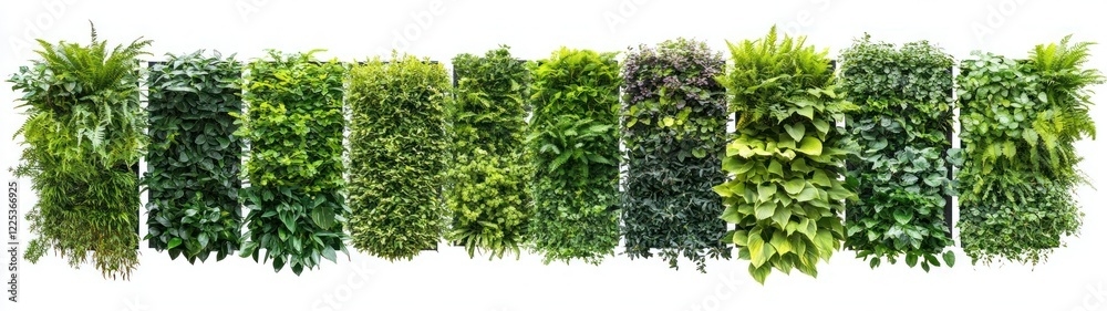Obraz premium Lush green vertical garden panels display various plants
