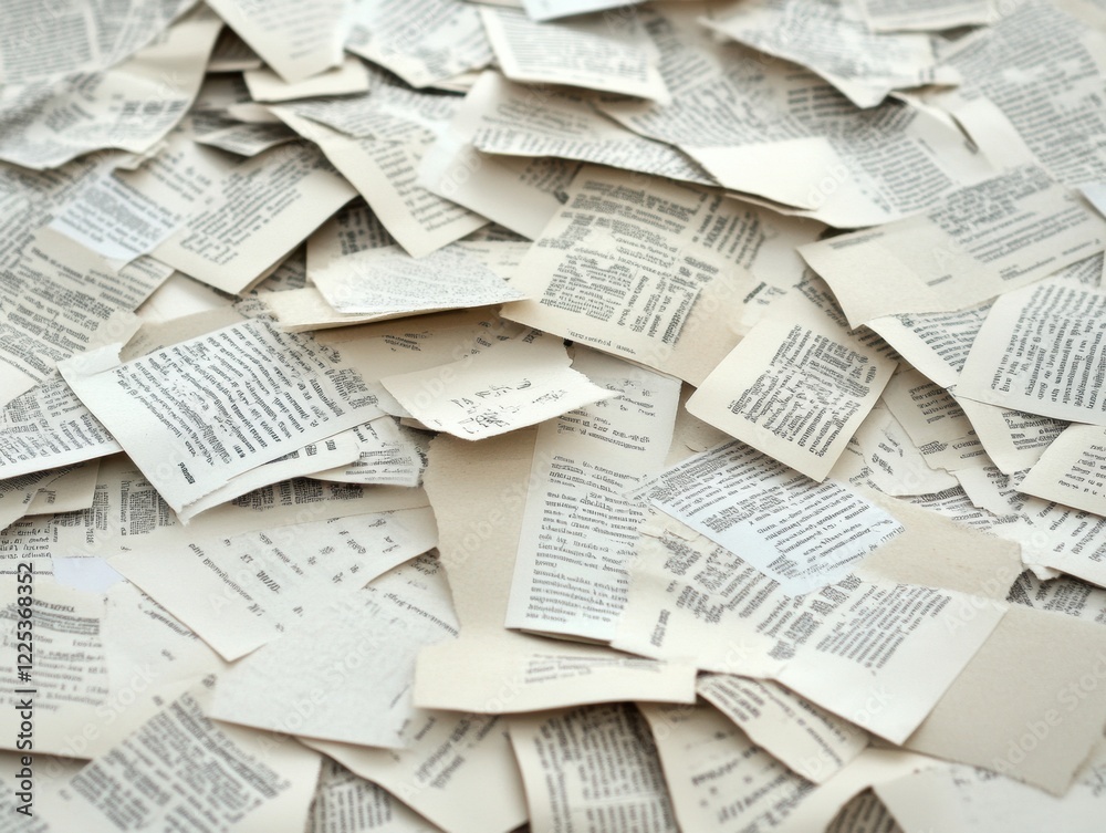 Obraz premium A pile of torn pages with writing on them